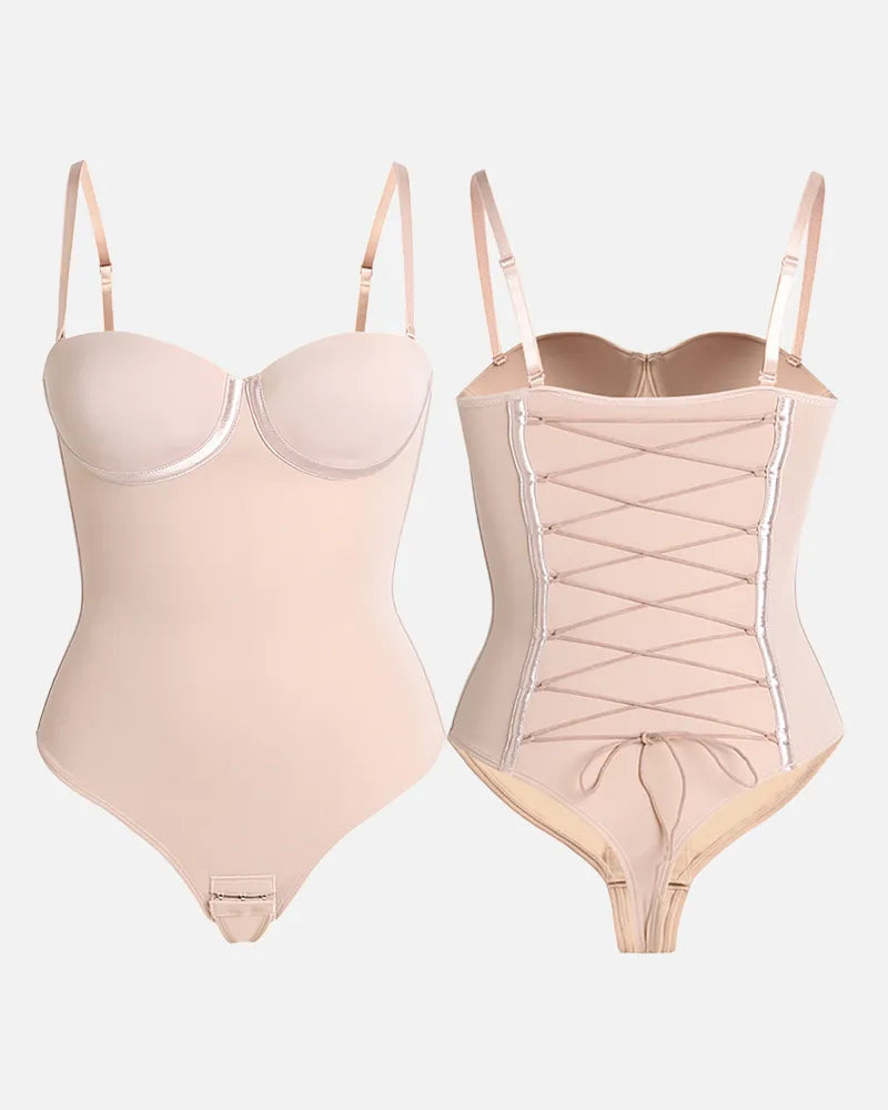 CurveLuxe – Back Lace-Up Seamless Thong Bodysuit – image 10