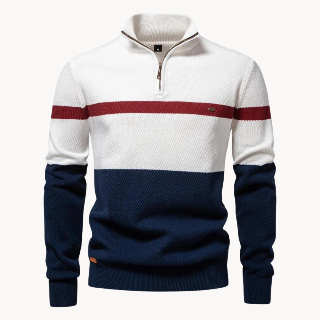 Connor Quarter Zip Sweater – White / S
