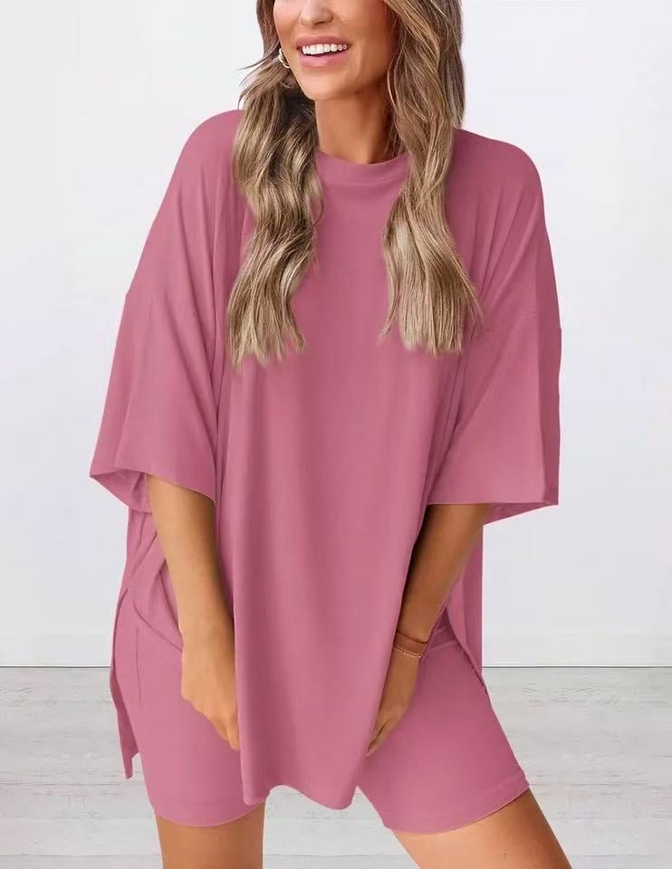 ComfiChic - Two Piece Relaxed Fit Set – Pink / S
