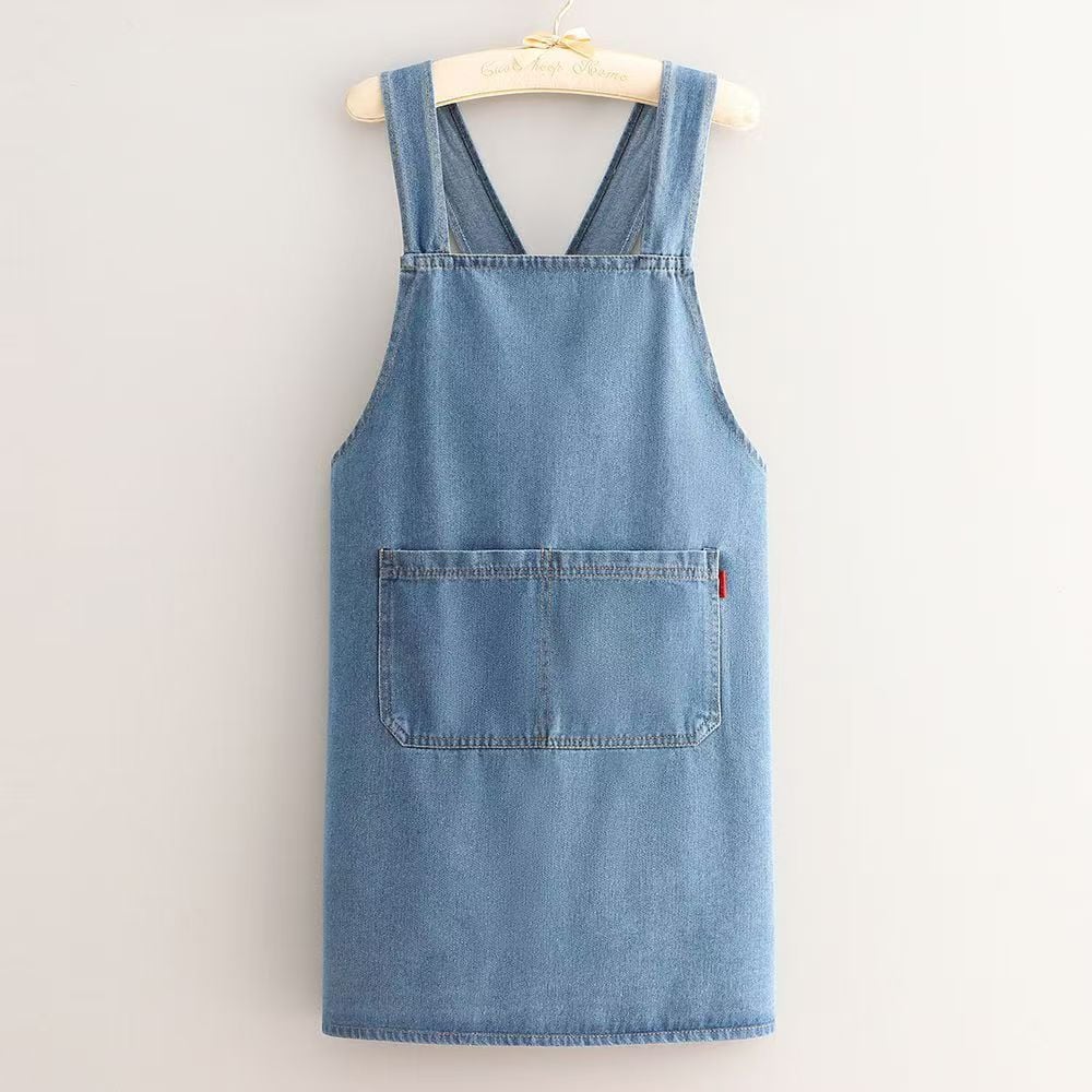 ApronMuse - Premium Soft Denim Cross-Back Apron – Light Blue
