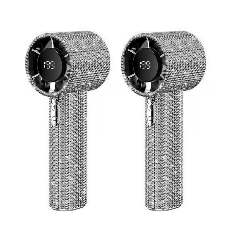 BreezeLux – Luxury Rechargeable Handheld Turbo Fan – S5 White Diamond*2pcs