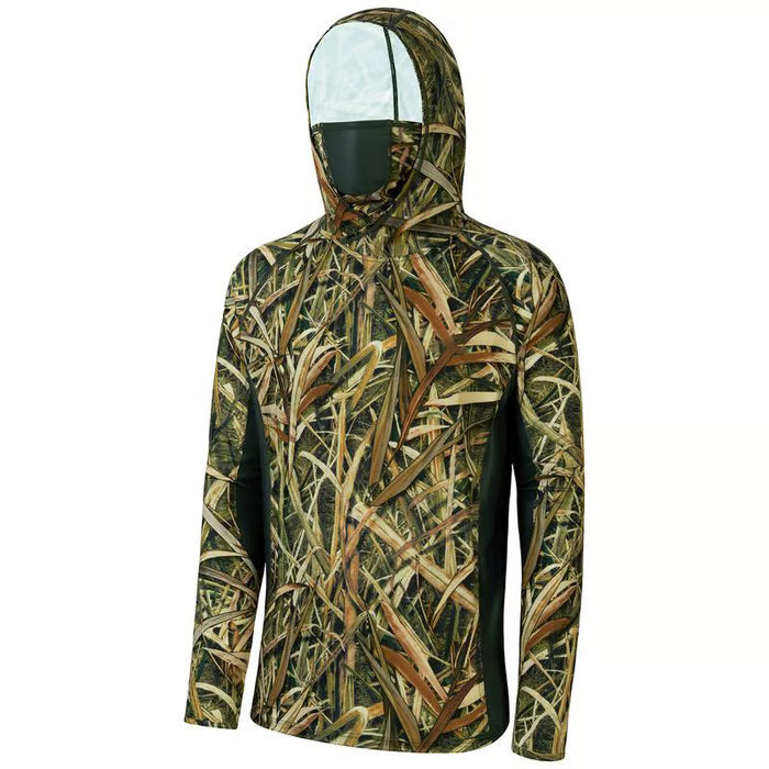 SunGuardPro - UPF 50+ Camo Hunting & Fishing Hoodie with Mask – Reeds / S
