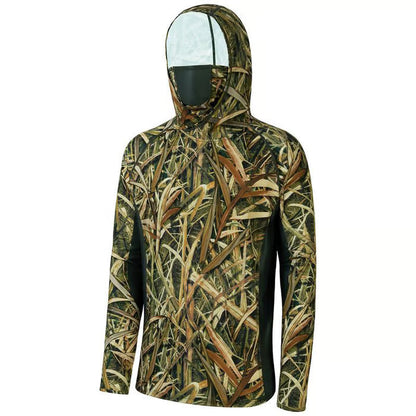 SunGuardPro - UPF 50+ Camo Hunting & Fishing Hoodie with Mask – Reeds / S