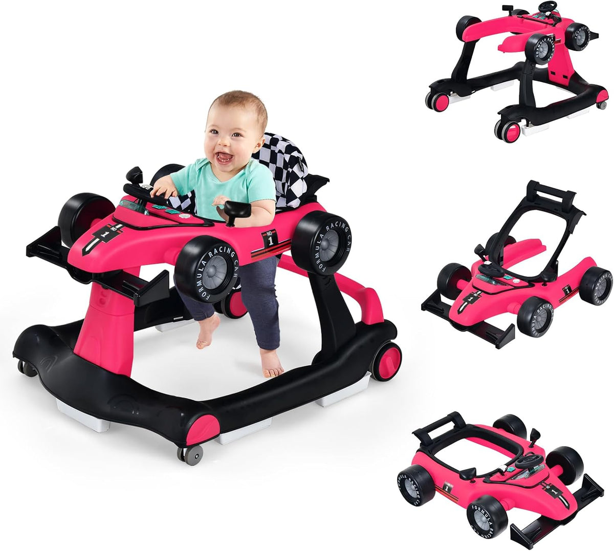 TinyStride | 4-in-1 Foldable Baby Walker – Pink