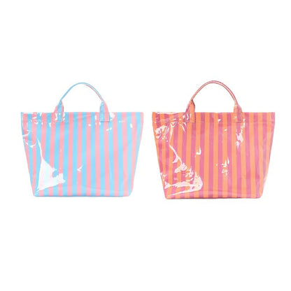 CarryWave – Durable Canvas Striped Tote Bag – Blue and pink+Orange and pink