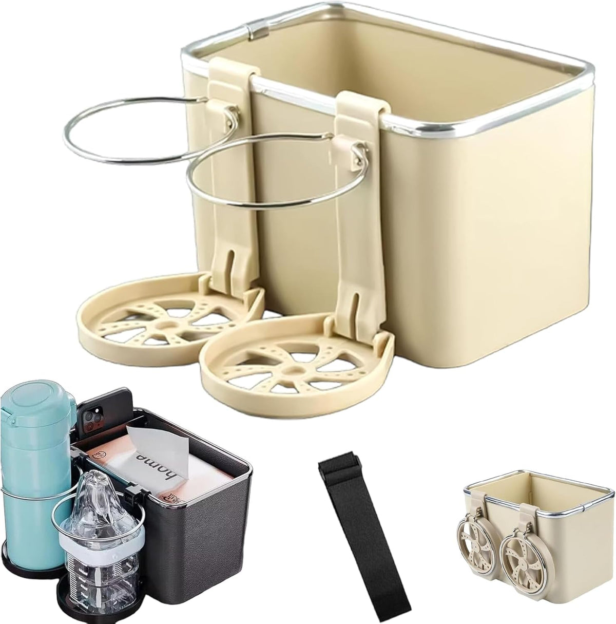 RoadNest Pro – Armrest Storage Solution – Beige