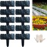 Imitation Stone Garden Fence - DIY Garden Edging Border – Black / 10pcs