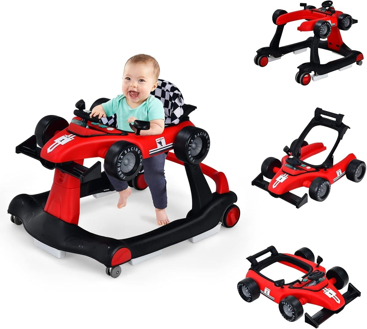 TinyStride | 4-in-1 Foldable Baby Walker – Red