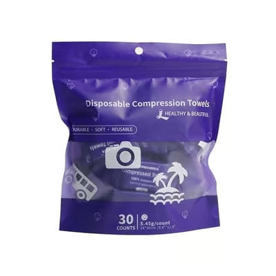 AirTowel – Disposable Compressed Travel Towel Set – Blue (30 pieces/pack) 1 Pack