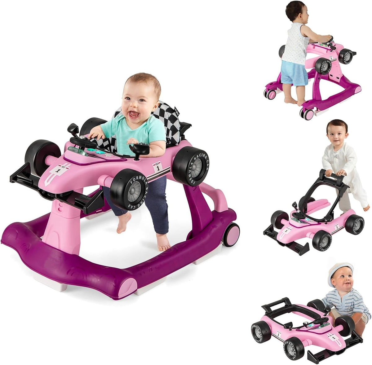 TinyStride | 4-in-1 Foldable Baby Walker – Purple