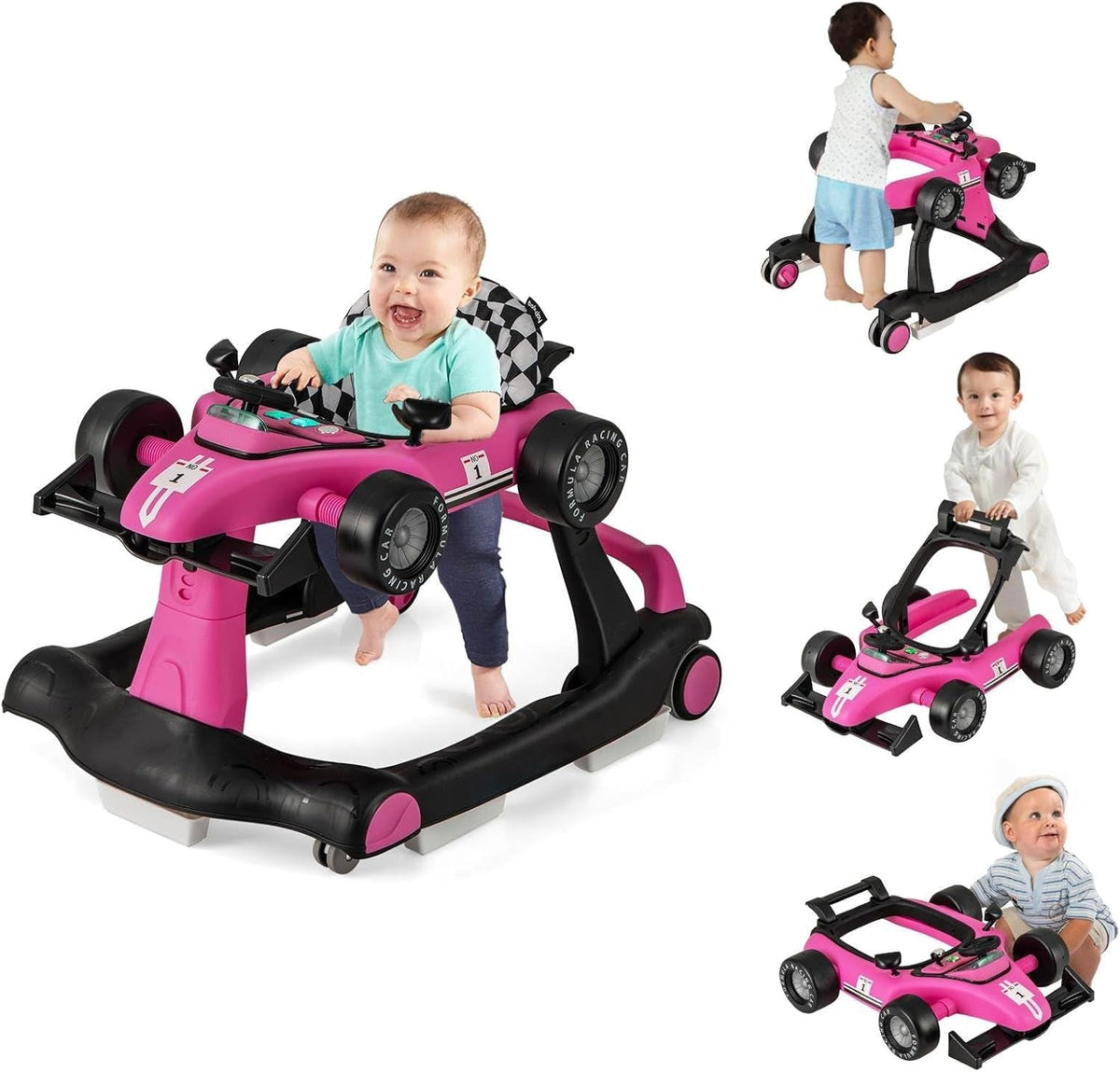 TinyStride | 4-in-1 Foldable Baby Walker – Hot Pink