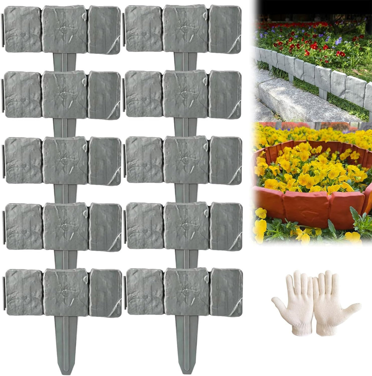 BloomBorder – Stone Style Edging System – Gray / 10 pcs