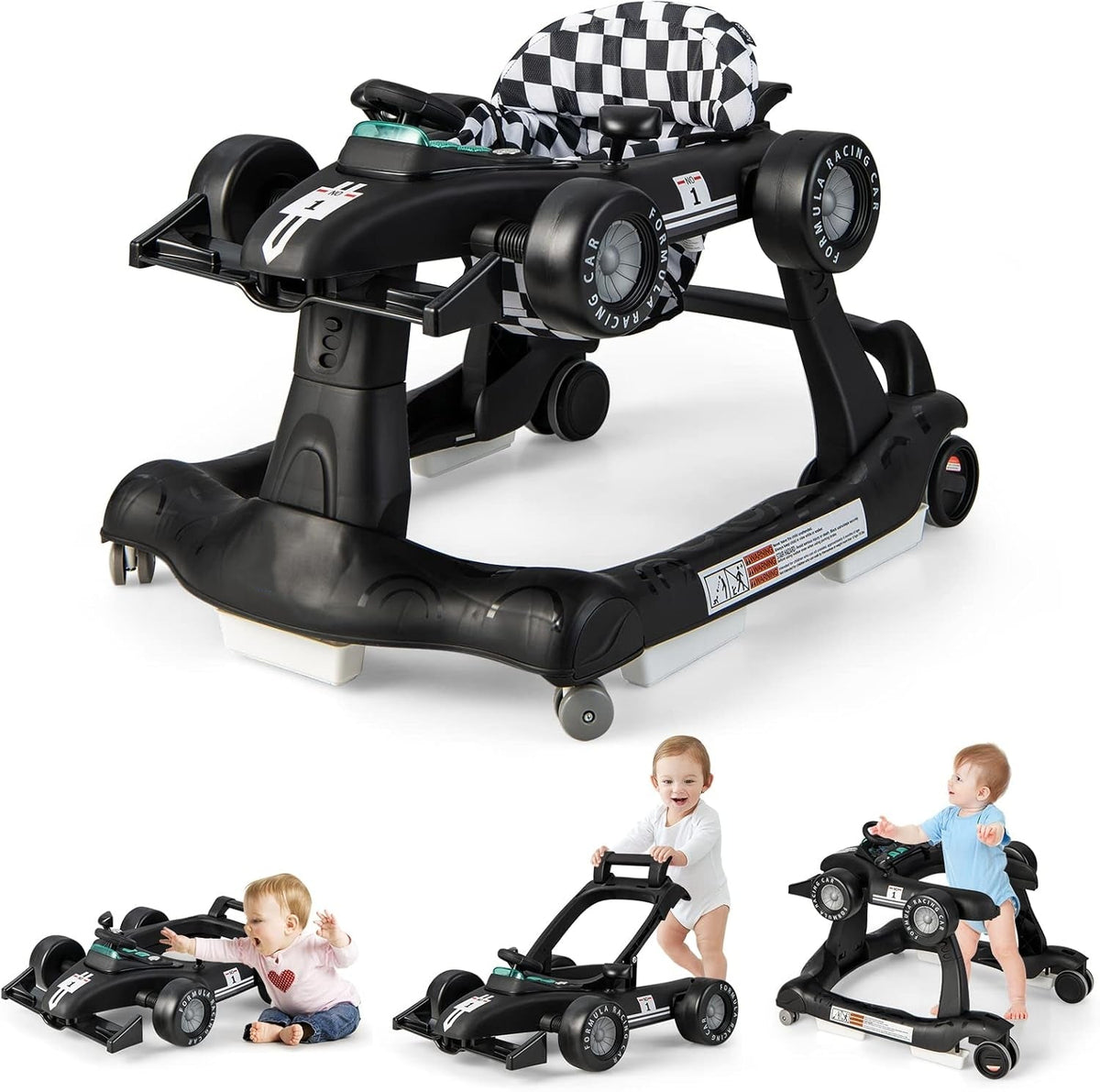TinyStride | 4-in-1 Foldable Baby Walker – Black