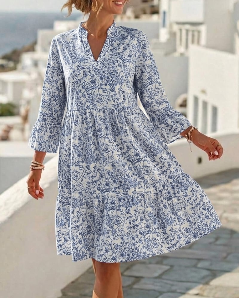BloomLayer – Floral Tiered V-Neck Dress – image 12