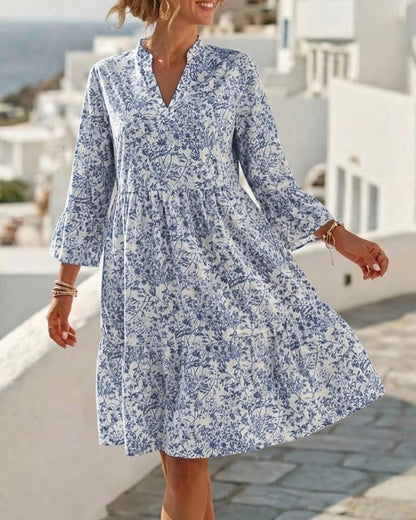 BloomLayer – Floral Tiered V-Neck Dress – image 12