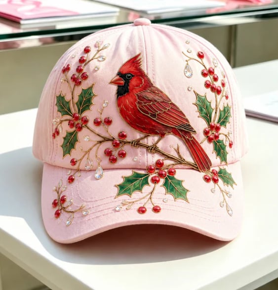 FloraBee – Aesthetic Garden Cap – ️ Cardinal Berry Garden / One Size Fits Most