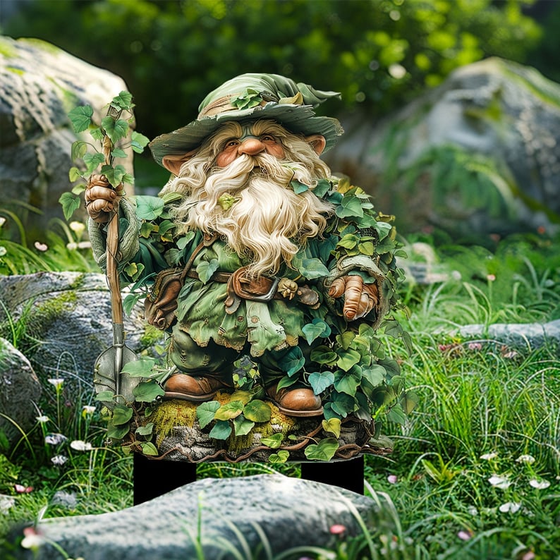 MysticBloom - Elegant Enchanted Garden Stakes – Leafy Dwarf With Shovel