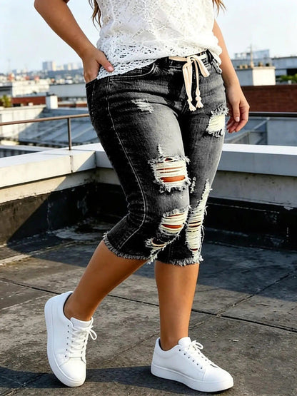 DenimBloom – High Waist Cropped Denim Jeans – image 17