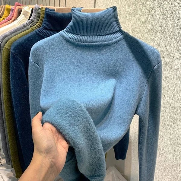 GlowThread – Cozy Turtleneck Pullover Sweater – Blue / One size