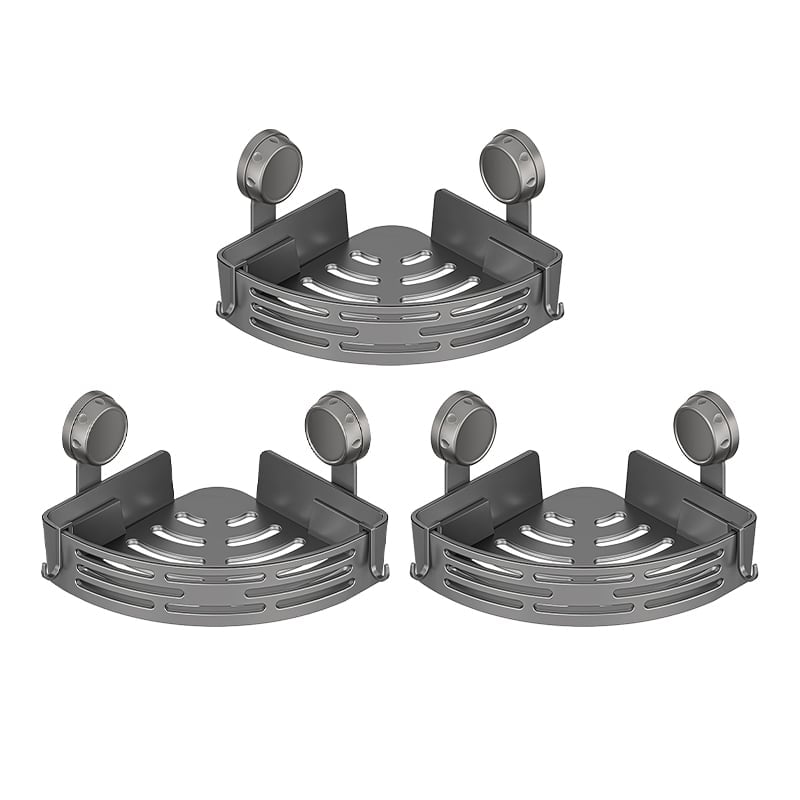 BathHaven – Triangle Suction Organizer – Gray - 3 Shelves