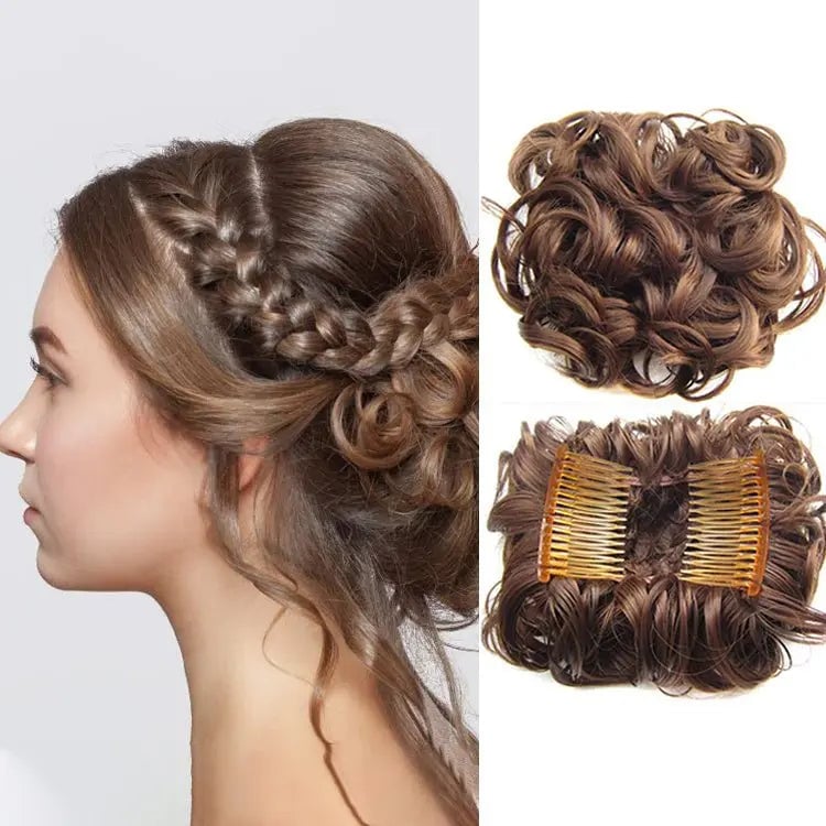 CurlNest – Messy Bun for Everyday Chic Looks – Dark Brown/Medium Auburn Mixed