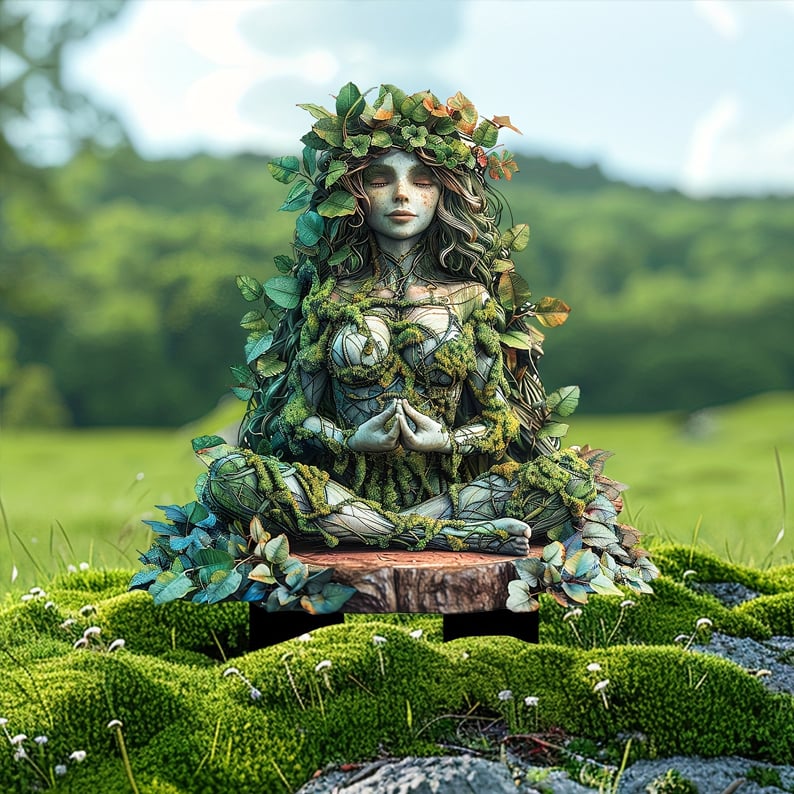 MysticBloom - Elegant Enchanted Garden Stakes – Natural Meditation Goddess