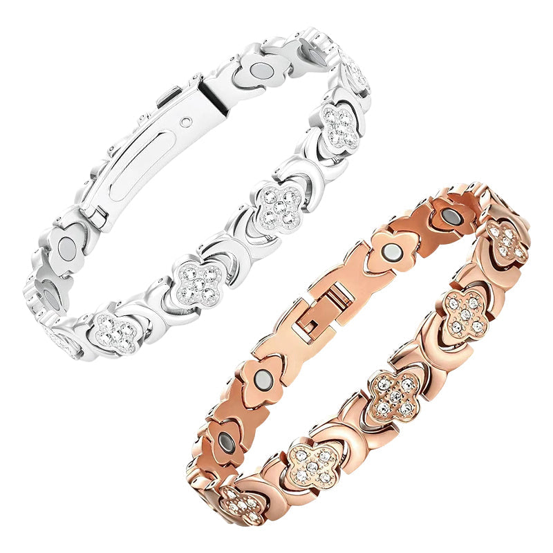 Flower Copper Bracelet – Brass & White / Regulator + Gift Box