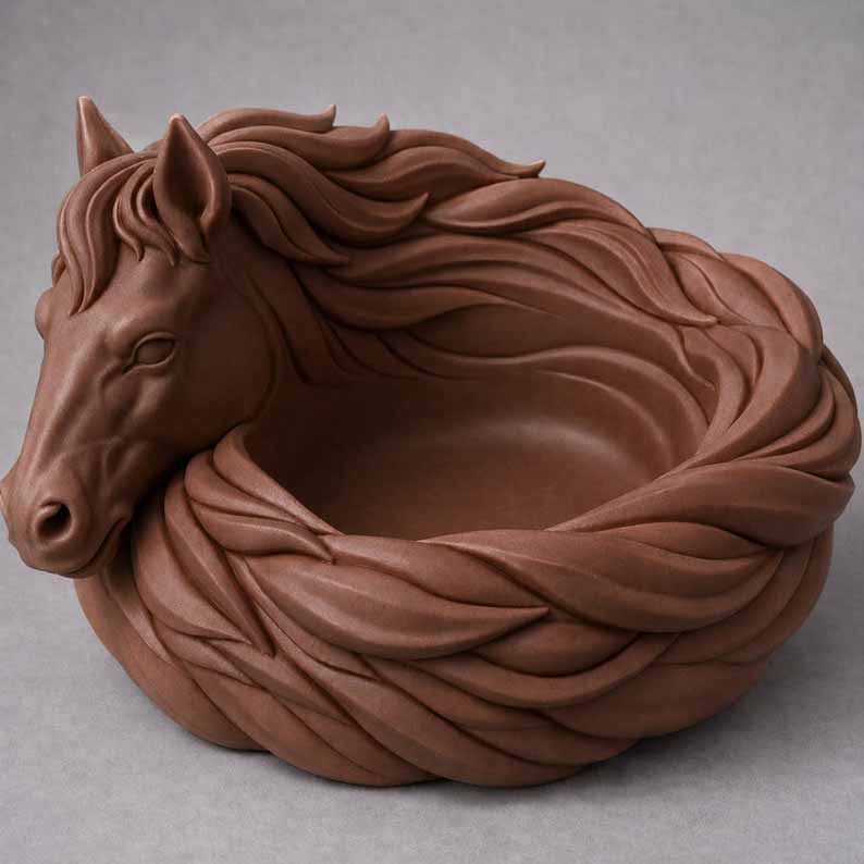 GoldenMane – Elegant Horse Bowl – Brown