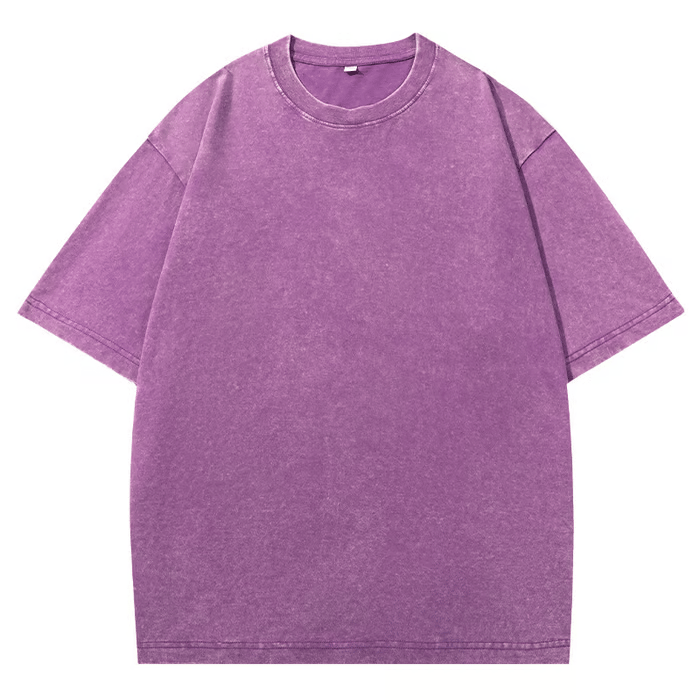 Oversoul – Relaxed Fit Acid Wash Tees – Purple / S（88.0 lbs ~110.0 lbs ）