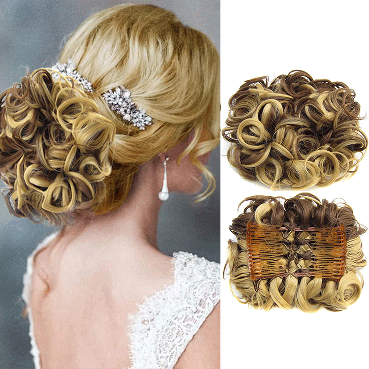 CurlNest – Messy Bun for Everyday Chic Looks – Light Ash Blonde & Light Brown Mixed