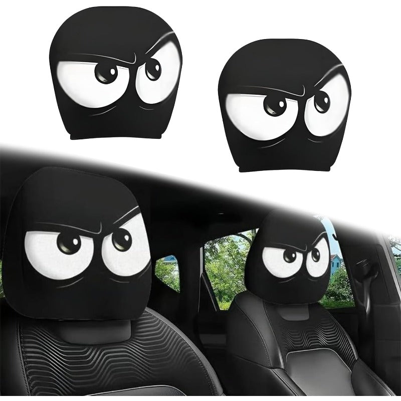 CartoonCush – Playful Headrest Cover – Grumpy Look / Front Seats (2 pcs)