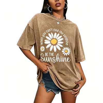 CottonGlow – Breathable Loose Fit Summer Tee for Women – Coffee / S（US 4-6）