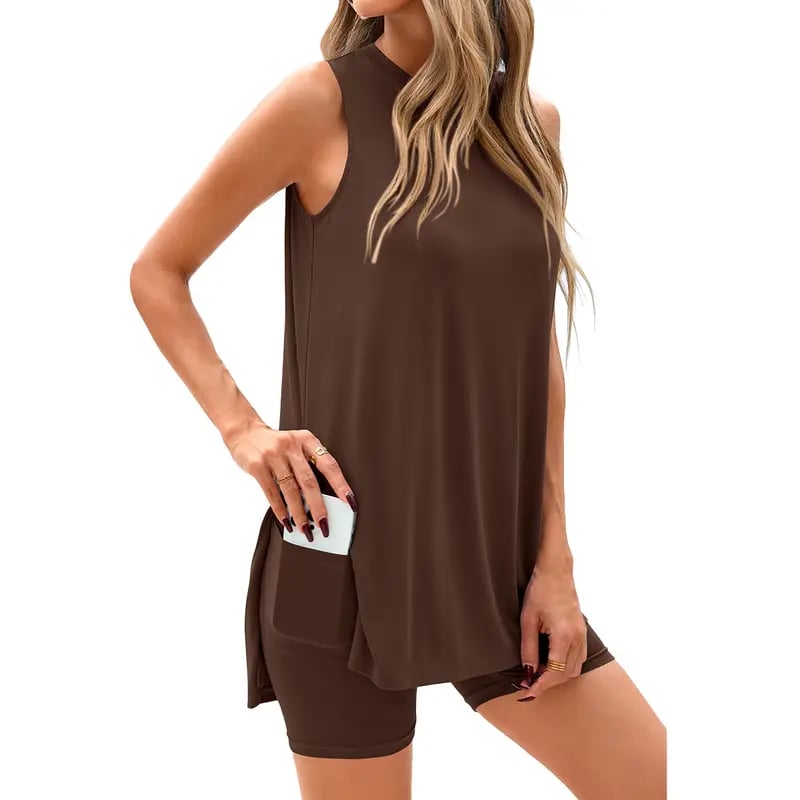 RelaxFit – Casual Split Hem Lounge Shorts Set – image 10