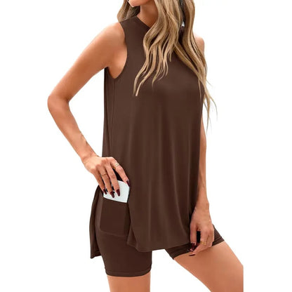 RelaxFit – Casual Split Hem Lounge Shorts Set – image 10