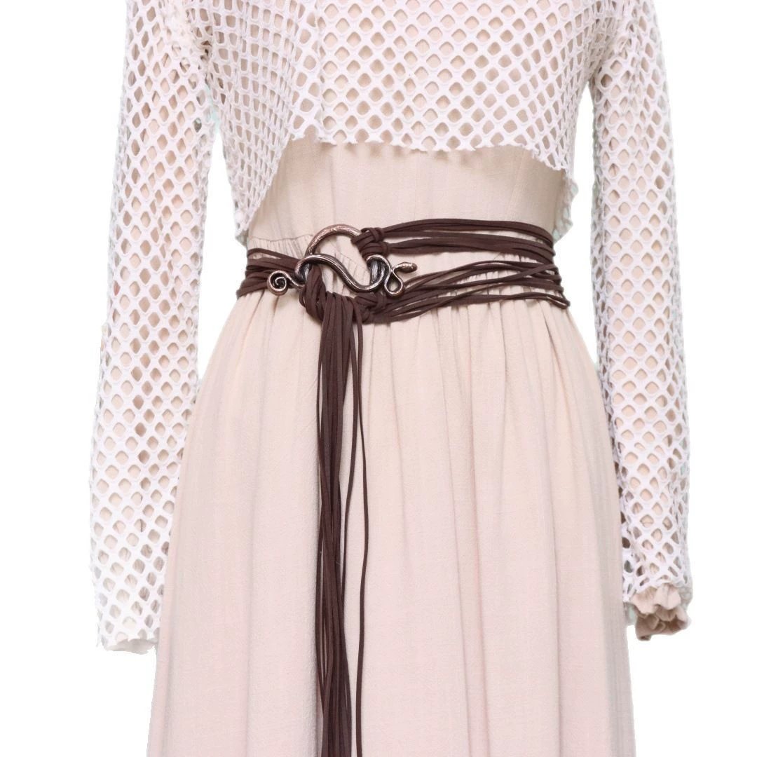 NordicForge – Viking Braided Leather Belt Set – Brown / Serpentine