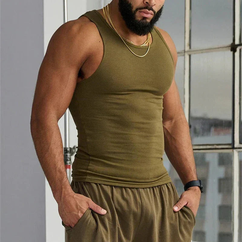 PowerWear | Men’s Casual Sleeveless T-Shirt – Army green / M