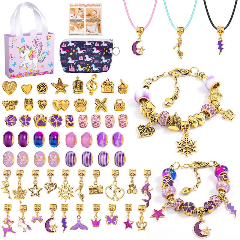 Charmella – Girls Charm Bracelet Making Kit – Purple-Gold