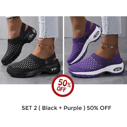 VistaWalk – Pressure-Reducing Orthopedic Clogs – Set 2 (Black + Purple) / 5.5