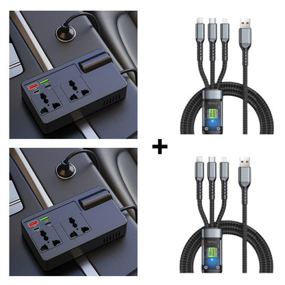 CarvaVolt - Digital Display Power Inverter – Black ( Without Voltage Display) / With Fast Charging Cable / Buy 2