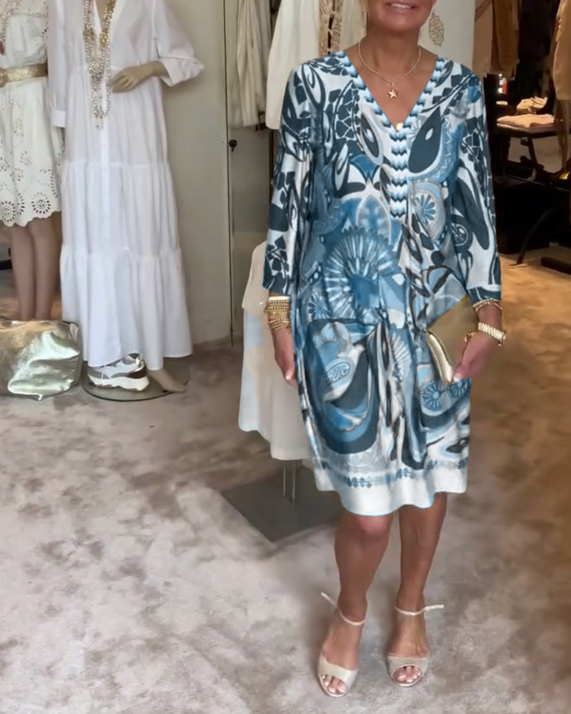 AureliaVee – Retro Print Casual Dress – image 11