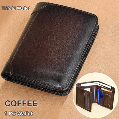 LumeVault – Premium Top-Grain Leather Security Wallet – Coffee