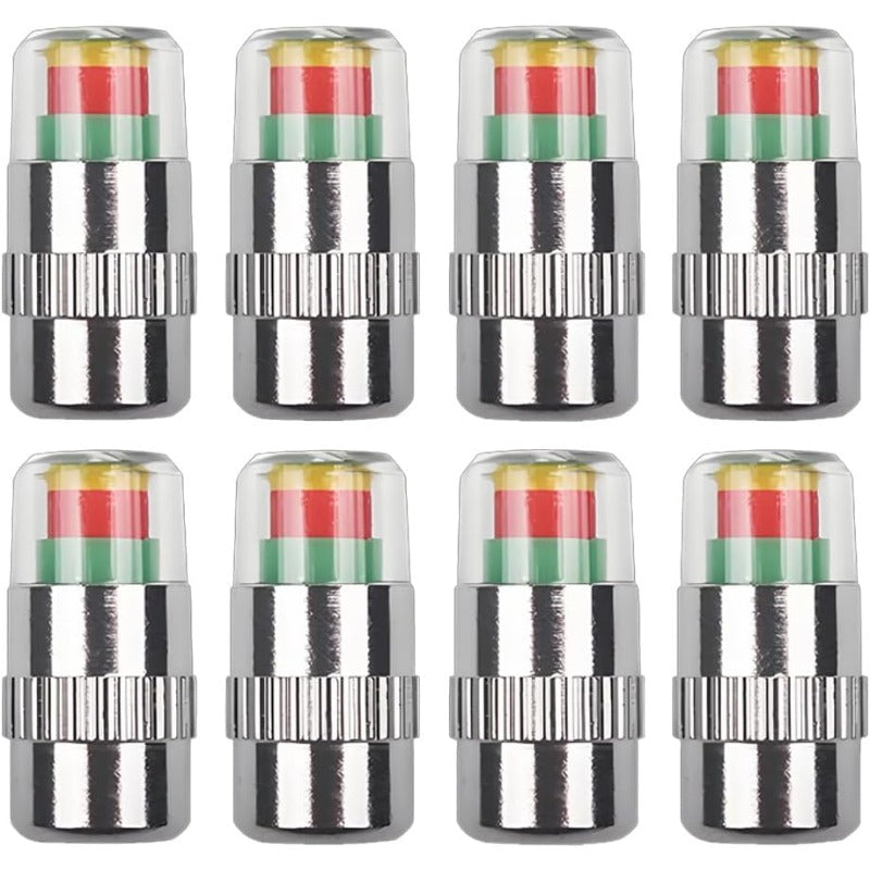 RoadVision - Color Signal Tire Pressure Monitor Caps – Sliver / 8Pcs