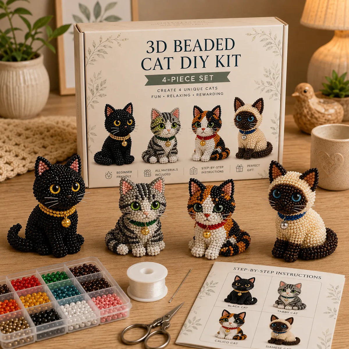 PawCraft – 3D Beaded Pet DIY Kit – Cat Style 1