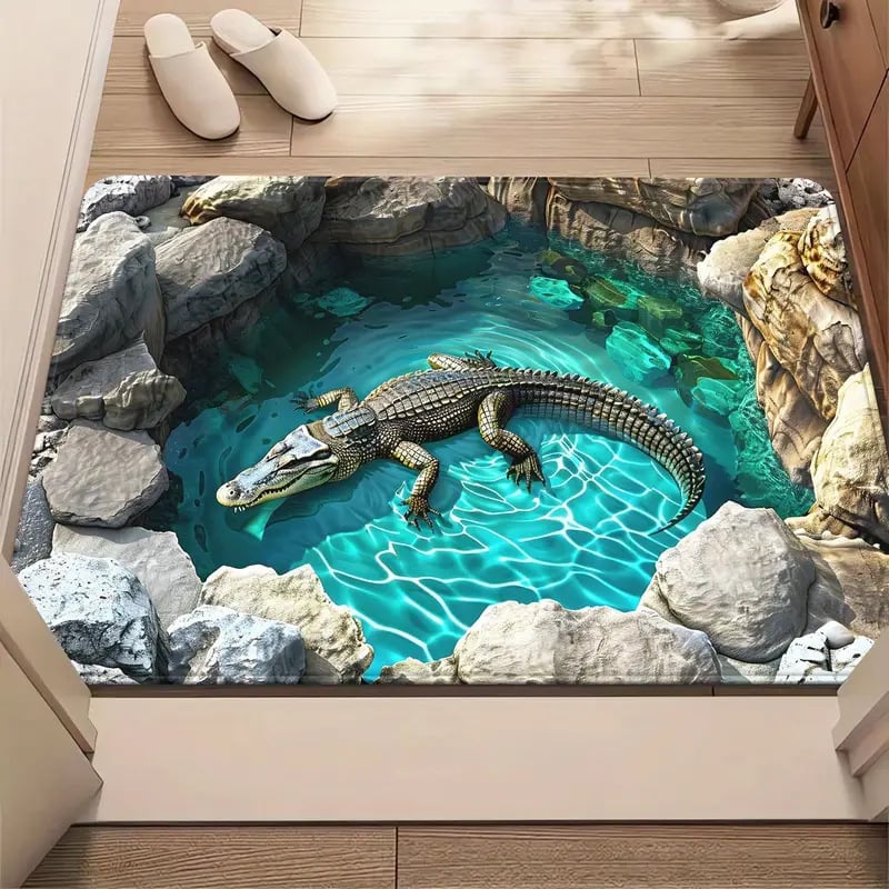 VisionMat - Optical Illusion Door Rug – Crocodile / 16*24in
