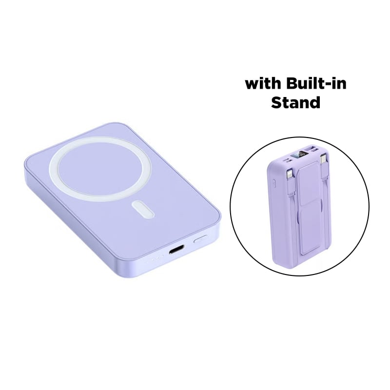 Portable Magnetic Power Bank – Purple 5000mAh (Kickstand)
