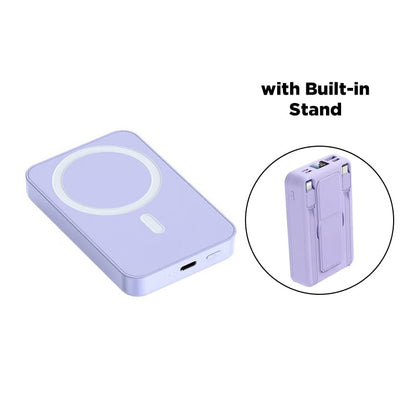 Portable Magnetic Power Bank – Purple 5000mAh (Kickstand)
