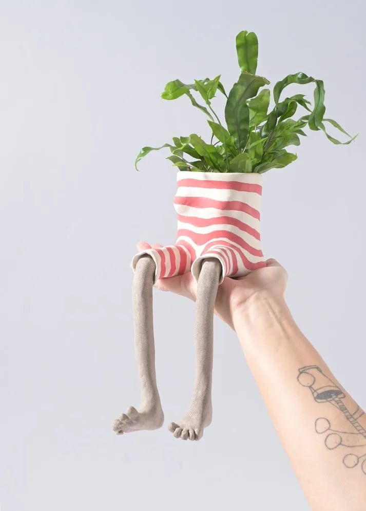 SproutBuddy - Decorative Hanging-Leg Planter – Red striped sunlover