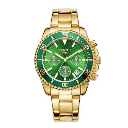 ChronoLuxe – Men’s Luxury Dress Watch – Golden&Green