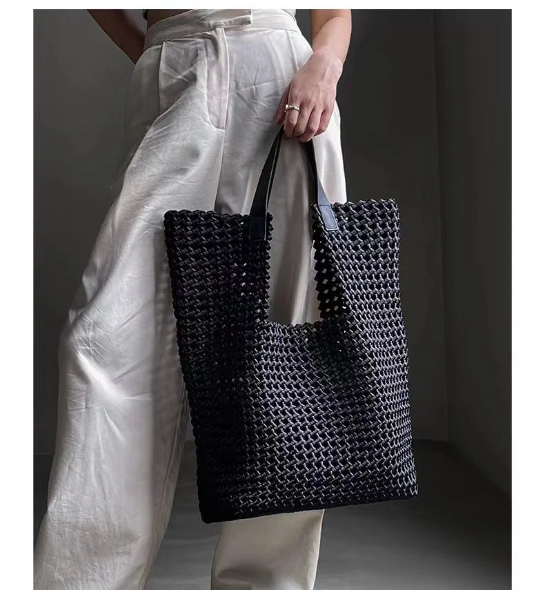 LuxeWeave – Handwoven Oversized Leather Tote Bag – image 6