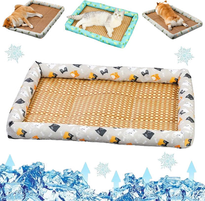CoolNest – Breathable Rattan Cooling Pet Bed – Calico Cat / S (40*30cm)